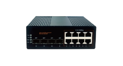 Industrial-grade managed Gigabit 4-optical, 8-electrical SFP switch