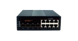 Industrial-grade managed Gigabit 4-optical, 8-electrical SFP switch