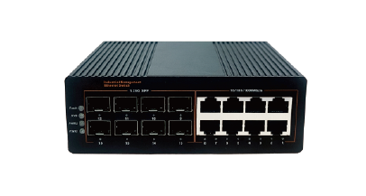Industrial-grade managed Gigabit 8-optical, 8-electrical SFP switch