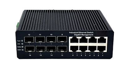 Industrial-grade full-network management Gigabit switch with 8 optical ports and 8 electrical ports